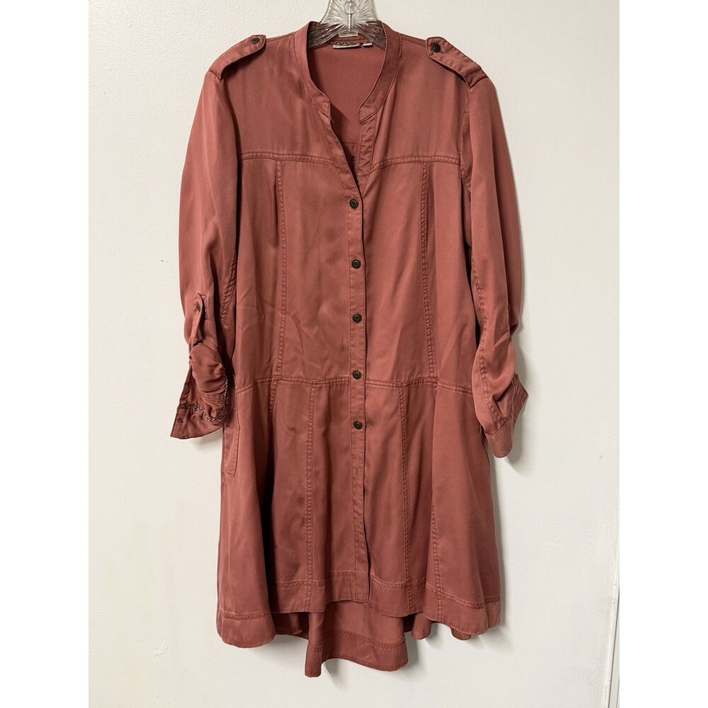 Holding Horses Anthropologie Shirt Dress Size 8 Mauve Lyocell Button Front - Picture 4 of 8
